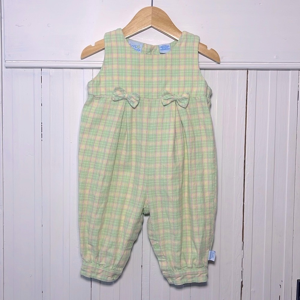 VINTAGE FIRST MOMENTS 100% Cotton Thick Plaid Spring Jumpsuit